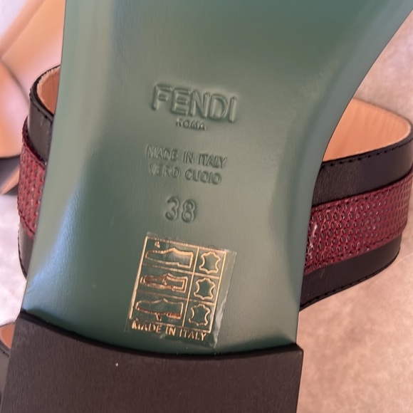 New! FENDI multicolor leather and lizard embossed multi studded Size 38 flats - Picture 5 of 10